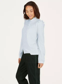 THOUGHT Beca Fairtrade Organic Cotton Pin Tuck Shirt 16 10 THOUGHT Beca Fairtrade Organic Cotton Pin Tuck Shirt 16 -GlamMode Store tuc143335721 Blue R Z006A