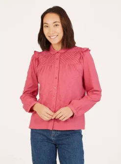 THOUGHT Beca Fairtrade Organic Cotton Pin Tuck Shirt 6 -GlamMode Store tuc143335781 Pink R Z001A