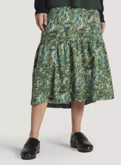 THOUGHT Erin Organic Cotton Jersey Tiered Midi Skirt 18 -GlamMode Store tuc143339212 Green R Z002A