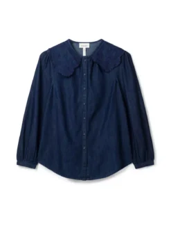 THOUGHT Asterope Organic Cotton Chambray Embroidered Shirt 18