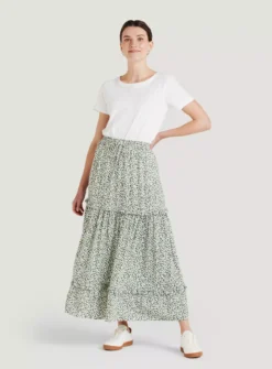 THOUGHT Mapel Lenzing EcoVero Tiered Maxi Skirt 18 -GlamMode Store tuc143347431 Green R Z001A