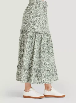 THOUGHT Mapel Lenzing EcoVero Tiered Maxi Skirt 18 -GlamMode Store tuc143347431 Green R Z004A