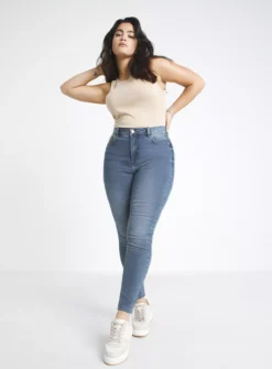 SIMPLY BE 24/7 Mid Wash Skinny Jeans 24 -GlamMode Store tuc143374739 Blue R Z001A