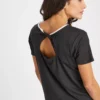 Active Black Twist Back T-Shirt XL -GlamMode Store tuc143412029 Black R Z004A