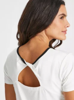 Active White Twist Back T-Shirt XXL -GlamMode Store tuc143418375 White R Z003A