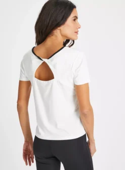Active White Twist Back T-Shirt L -GlamMode Store tuc143418375 White R Z004A 1