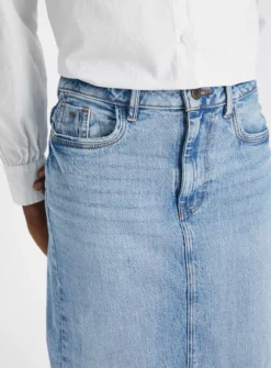 Light Denim Maxi Split Skirt 22 -GlamMode Store tuc143425284 Blue R Z003A