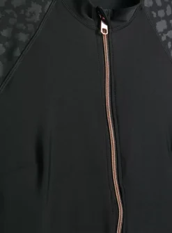Black Zip-Through Leopard Long Sleeve Rash Suit 16