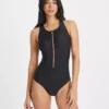 Black Post Surgery Zip-Through Swimsuit 26
