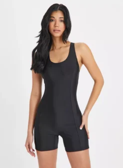 Black Side Stripe Short Swimsuit8 -GlamMode Store tuc143455707 Black R Z001A 1