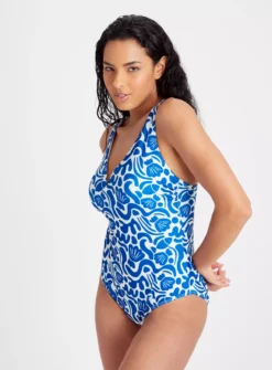 Seashell Print Classic Swimsuit 18 -GlamMode Store tuc143455811 Blue R Z001A 1
