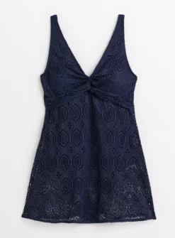 Navy Crochet Skirt Swimsuit6