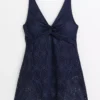 Navy Crochet Skirt Swimsuit22
