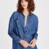 Blue Denim Relaxed Fit Shirt 16 2 Blue Denim Relaxed Fit Shirt 16 -GlamMode Store tuc143466318 Blue R Z001A