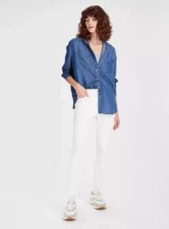 Blue Denim Relaxed Fit Shirt 16 -GlamMode Store tuc143466318 Blue R Z002A