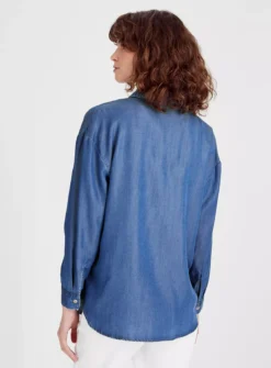 Blue Denim Relaxed Fit Shirt 16 -GlamMode Store tuc143466318 Blue R Z004A