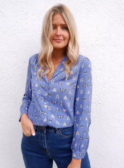 ANORAK Night Butterfly Nicky Long Sleeve Shirt 8 13 ANORAK Night Butterfly Nicky Long Sleeve Shirt 8 -GlamMode Store tuc143482351 Blue R Z003A