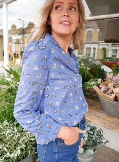 ANORAK Night Butterfly Nicky Long Sleeve Shirt 8 10 ANORAK Night Butterfly Nicky Long Sleeve Shirt 8 -GlamMode Store tuc143482351 Blue R Z005A