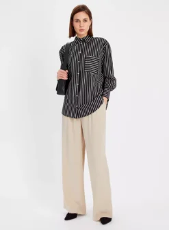 Black Stripe Oversized Poplin Shirt 8
