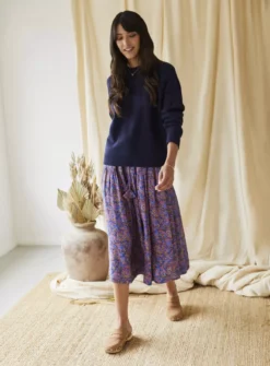 THOUGHT Fawn Lenzing Ecovero Printed Skirt 16 -GlamMode Store tuc143541218 Blue R Z001A