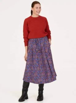 THOUGHT Fawn Lenzing Ecovero Printed Skirt 16 -GlamMode Store tuc143541218 Blue R Z002A