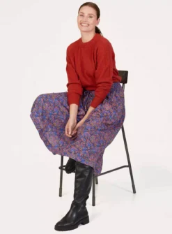 THOUGHT Fawn Lenzing Ecovero Printed Skirt 16 -GlamMode Store tuc143541218 Blue R Z006A