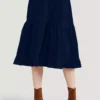THOUGHT Milou Organic Cotton Corduroy Tiered Midi Skirt 16 -GlamMode Store tuc143541357 Navy R Z003A 1
