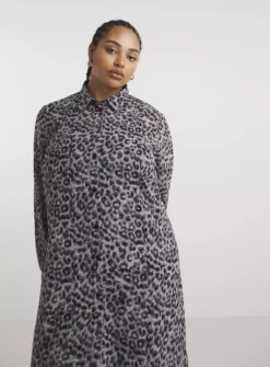 SIMPLY BE Grey Animal Sheer Longline Shirt 28