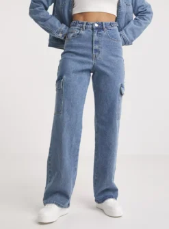 SIMPLY BE High Rise Straight Leg Blue Cargo Jean 20