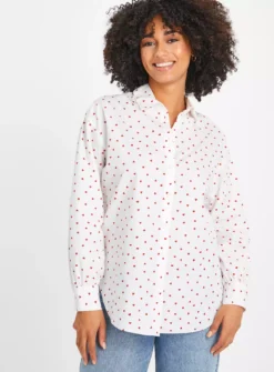 White Heart Print Relaxed Shirt 12