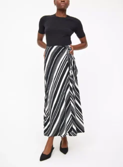 Monochrome Stripe Midaxi Wrap Skirt10 -GlamMode Store tuc143638010 Mono R Z001A