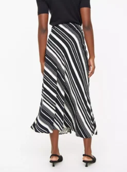 Monochrome Stripe Midaxi Wrap Skirt10 -GlamMode Store tuc143638010 Mono R Z004A