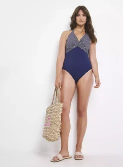FIGLEAVES Tailor Navy Stripe Underwired Swimsuit Regular Length 34E -GlamMode Store tuc143643249 Navy R Z002A