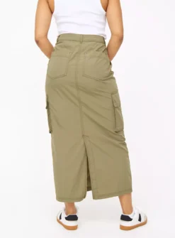 Khaki Utility Cargo Maxi Skirt 18 -GlamMode Store tuc143647792 Khaki R Z004A
