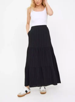Black Tiered Maxi Skirt 20 -GlamMode Store tuc143648197 Black R Z001A