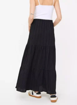 Black Tiered Maxi Skirt 20 -GlamMode Store tuc143648197 Black R Z004A