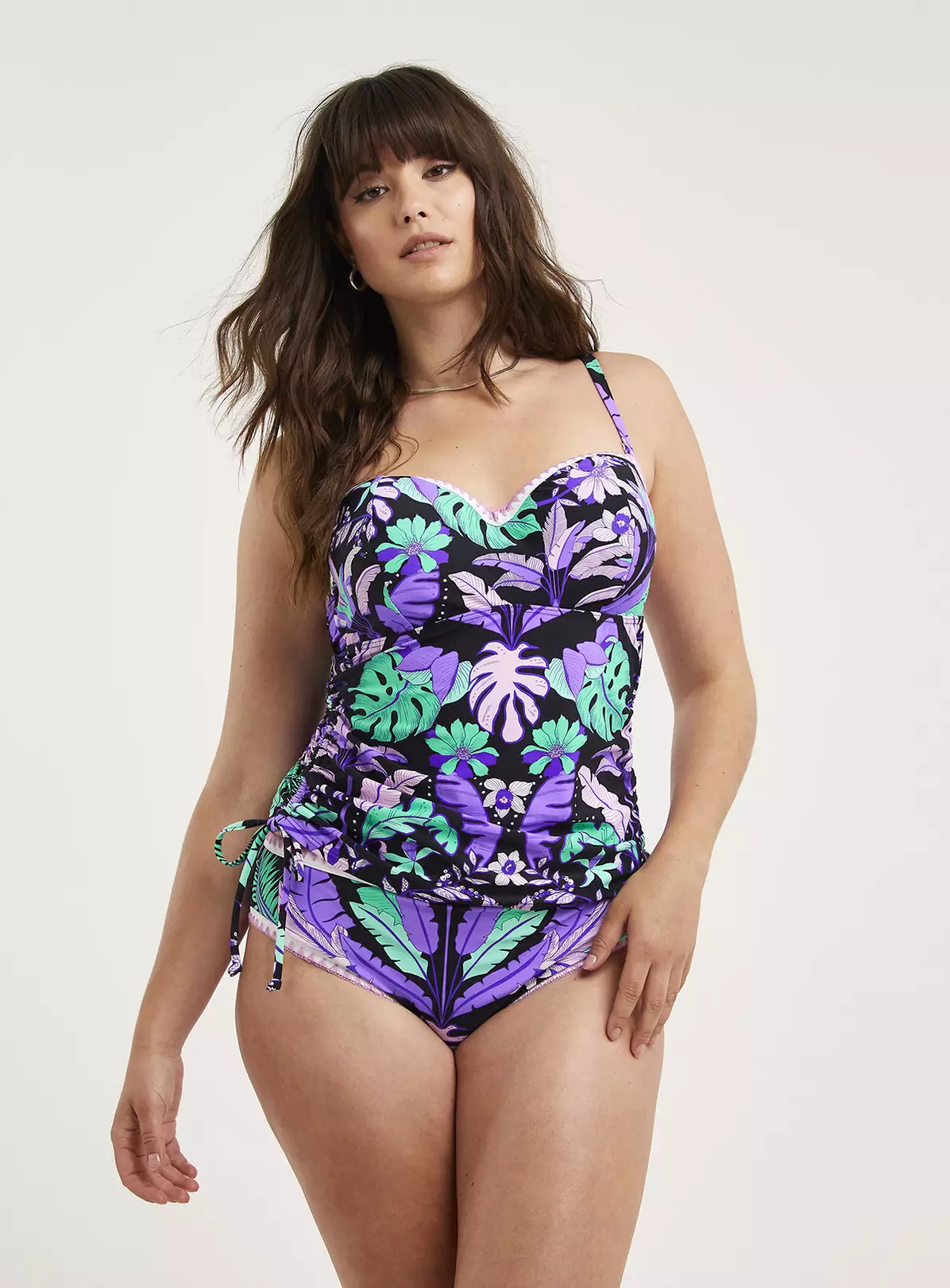 FIGLEAVES Frida Purple Floral Underwired Bandeau Tankini Top 34D 6 FIGLEAVES Frida Purple Floral Underwired Bandeau Tankini Top 34D - Image 4