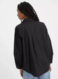 Black Poplin Oversized Shirt 14 9 Black Poplin Oversized Shirt 14 -GlamMode Store tuc143665510 Black R Z004A