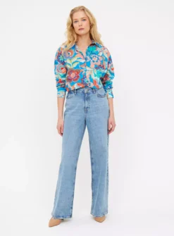 Blue Floral Print Boxy Shirt 16 -GlamMode Store tuc143666926 Multi20Coloured R Z002A