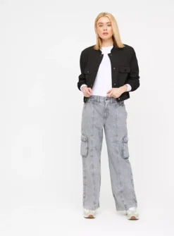 Grey Wash Denim Utility Jeans 16L -GlamMode Store tuc143675283 Grey R Z001A