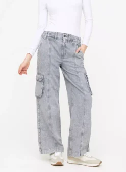 Grey Wash Denim Utility Jeans 16L -GlamMode Store tuc143675283 Grey R Z002A