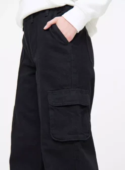 Black Wide Leg Utility Jeans 8L