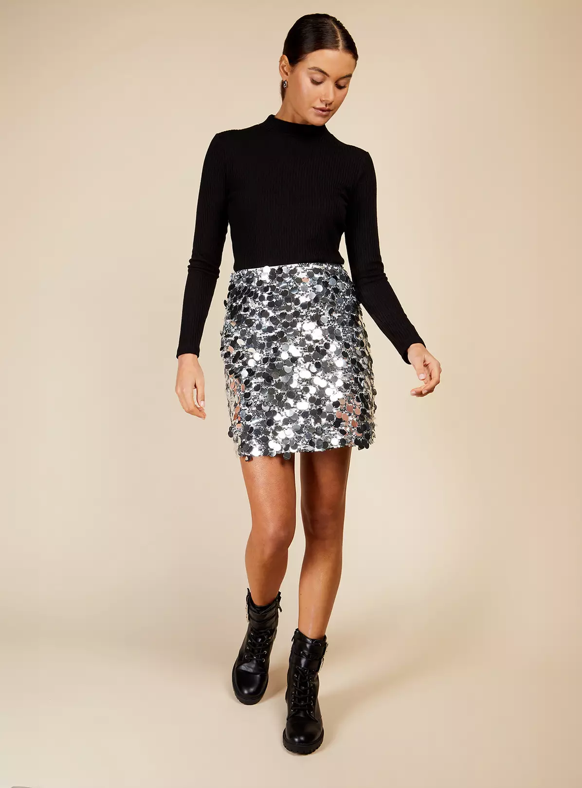 VOGUE WILLIAMS Silver Sequin Skirt 16 4 VOGUE WILLIAMS Silver Sequin Skirt 16 - Image 2