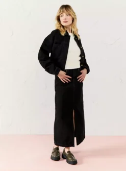 EVERBELLE Black Denim Midaxi Skirt 14 -GlamMode Store tuc143715046 Black R Z002A 1