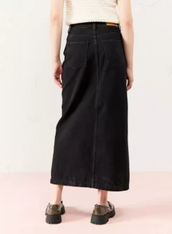 EVERBELLE Black Denim Midaxi Skirt 22 -GlamMode Store tuc143715046 Black R Z004A