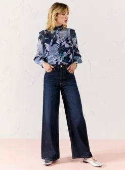 EVERBELLE Dark Rinse Wash Wide Leg Jean 8 -GlamMode Store tuc143716874 Denim R Z003A