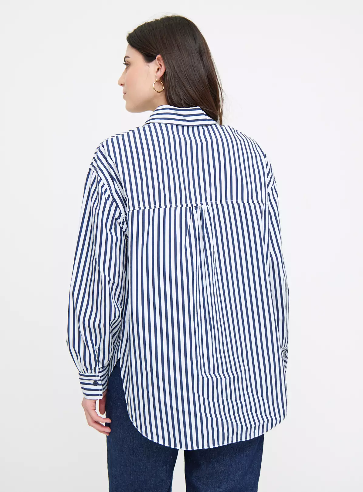 Navy Poplin Stripe Oversized Shirt16