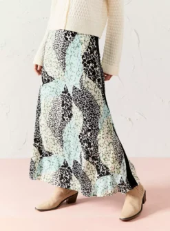 EVERBELLE Patchwork Print Side Split Midi Skirt 6 -GlamMode Store tuc143737894 Multi20Coloured R Z001A