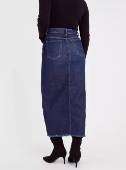 Dark Denim Maxi Split Skirt 20