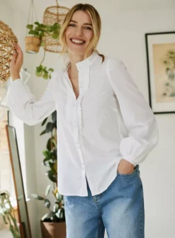 THOUGHT Bijou Organic Cotton Modal Shirt 16 11 THOUGHT Bijou Organic Cotton Modal Shirt 16 -GlamMode Store tuc143770951 White R Z001A